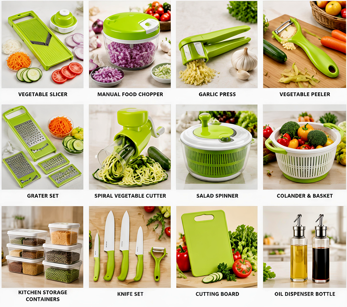 12 in 1 Multi-Purpose Vegetable & Fruit Chopper | Premium Stainless Steel Blades | BPA Free Kitchen Chopper